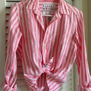 Linen Pink Stripe Button Down NWOT